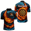 Maxcorners Personalized Blue And Orange Flame Darts Shirt For Men | Custom Storm Fire Team Darts Jersey  LM3006
