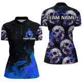 MaxCorners Billiard Blue Skull Fire 8 Ball  Customized Name, Team Name 3D Polo Shirt For Women