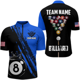 Maxcorners 8 Ball Pool Crown Blue Billiard Jersey Customized Name, Team Name 3D Shirt