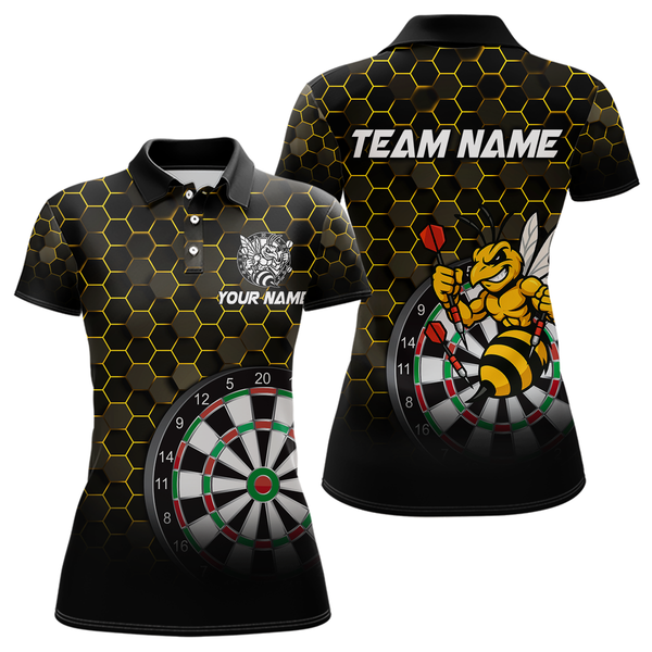Maxcorners Funny Bee Hexagon Dart Shirts For Men– Custom Darts Team Polo & Quarter Zip Jerseys
