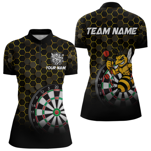 Maxcorners Funny Bee Hexagon Dart Shirts For Men– Custom Darts Team Polo & Quarter Zip Jerseys