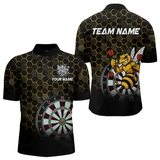 Maxcorners Funny Bee Hexagon Dart Shirts For Men– Custom Darts Team Polo & Quarter Zip Jerseys
