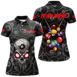 MaxCorners Billiard  Skull Spider Customized Name, Team Name 3D Polo Shirt For Women