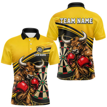 Maxcorners Yellow And Black Funny Bull Darts Shirts For Men Custom Darts Team Jersey Personalized Darts Gift LM1910