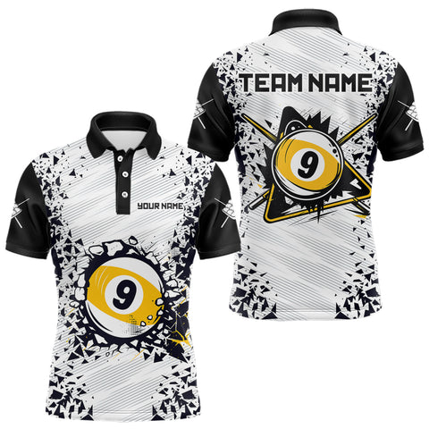 Maxcorners Funny Crack 9 Ball Billiard Polo & 1/4 Zip For Men Custom 9 Ball Pool Team Shirt, Billiard Jersey MT2709