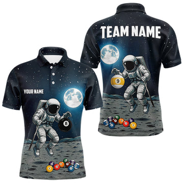 Maxcorners Funny Astronaut 8 Ball & 9 Ball Billiard Shirts For Men Custom Billiard Team Jersey, Pool Gifts