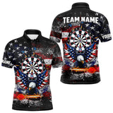 Maxcorners Personalized Dartboard Eagle American Flag Darts Shirt For Men, Patriotic Darts Team Jersey TU1011
