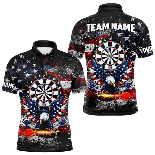 Maxcorners Personalized Dartboard Eagle American Flag Darts Shirt For Men, Patriotic Darts Team Jersey TU1011