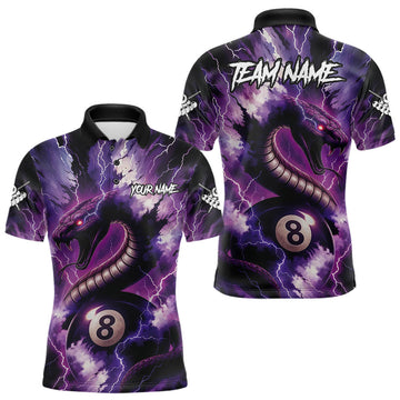 Maxcorners Purple Thunder Lightning Cobra Snake 8 Ball Billiard Shirt For Men Custom Pool Team League Jersey LM1903