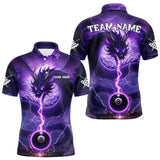 Maxcorners Purple 8 Ball Lightning Dragon Billiard Jersey For Men Custom Pool Team Shirt Polo & 1/4 Zip TU2310
