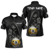Maxcorners Funny Grim Reaper 9 Ball Smoke Billiard Shirt For Men Custom Pool Jersey, Billiard Team Shirt TU3009