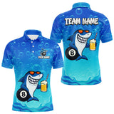 Maxcorners Blue Funny Shark 8 Ball Billiard Shirts For Men Custom Pool Team Shirt, Billiard Polo & 1/4 Zip TU2710