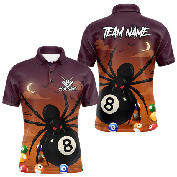 Maxcorners Orange Funny Spider Pool Balls Billiard Shirt For Men Custom 8 Ball Halloween Billiard Apparel LM0210