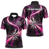 Maxcorners Personalized Pink Lightning Mens Dart Shirts Custom Glowing Darts Team Jersey Polo & 1/4 Zip TU0411