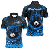 Maxcorners Personalized Blue 8 Ball Lightning Cobra Snake Men's Billiards Shirts Custom Pool Team Jerseys MT0811
