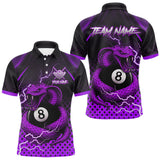 Maxcorners Personalized Purple 8 Ball Lightning Cobra Snake Men's Billiards Shirts Custom Pool Team Jerseys MT0811