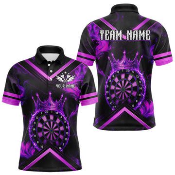Maxcorners Black And Purple Dartboard Crown Darts Shirt For Men Custom Dart Jerseys Team Polo & 1/4 Zip
