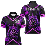 Maxcorners Black And Purple Dartboard Crown Darts Shirt For Men Custom Dart Jerseys Team Polo & 1/4 Zip TU1711