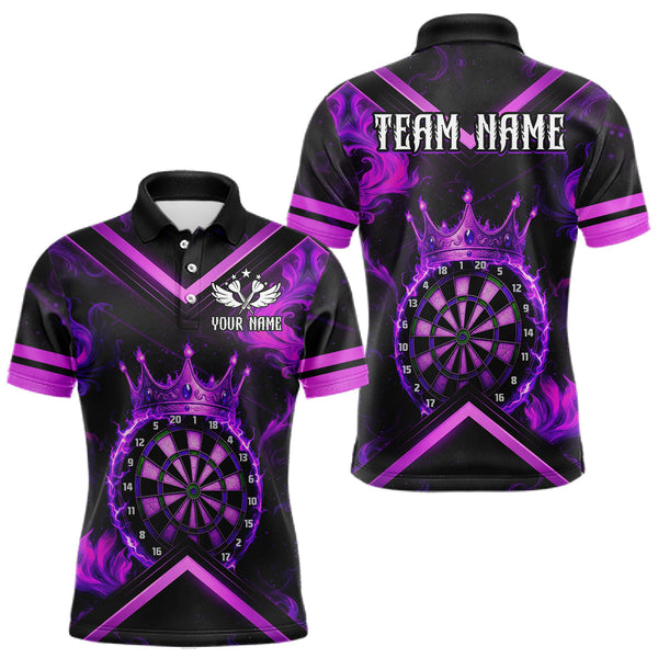 Maxcorners Black And Purple Dartboard Crown Darts Shirt For Men Custom Dart Jerseys Team Polo & 1/4 Zip TU1711
