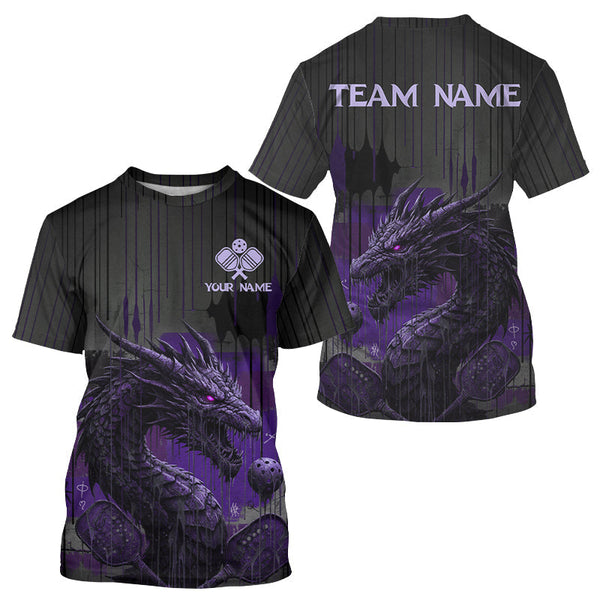 Maxcorners Purple Dripping Dragon Custom Pickleball Ball T-Shirt Men Grunge Pickleball Jerseys MT0811