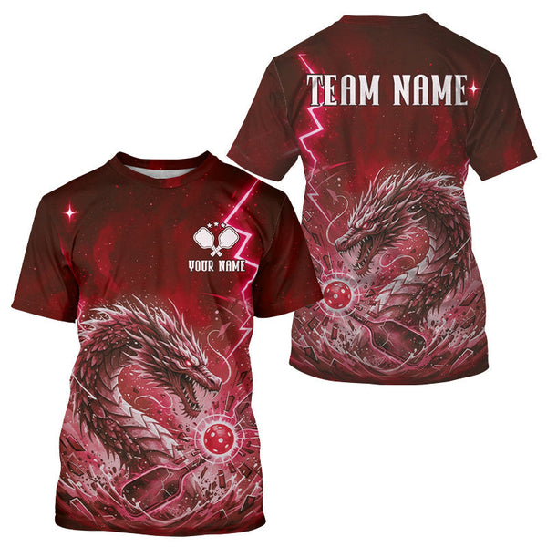 Maxcorners Lightning Red Waves Dragon Custom Men's Pickleball T-Shirt Pickleball Team Jerseys MT0811
