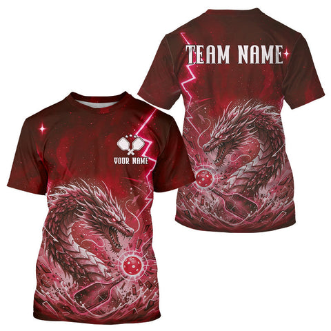 Maxcorners Lightning Red Waves Dragon Custom Men's Pickleball T-Shirt Pickleball Team Jerseys MT0811