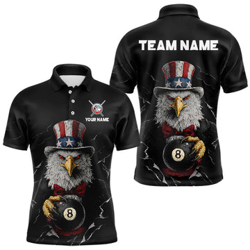 Maxcorners Red Dripping Patriotic Funny Eagle 8 Ball Men Billiard Pool Shirt Personalized Billiard Team Jerseys