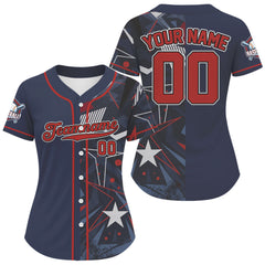 Maxcorners Custom Blue & Red Baseball Shirt Personalized Grunge Baseball Jerseys For Men LM0910