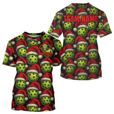 Maxcorners Custom Funny Christmas Pickleball Ball T-Shirt For Men Xmas Pickleball Jerseys LM0910