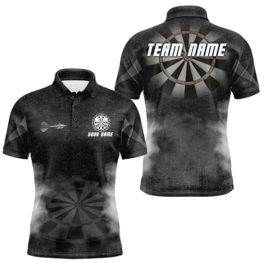 Maxcorners Black Smokes Darts Polo & Quarter-Zip Shirts For Men Custom Dart Team Tournament Jersey
