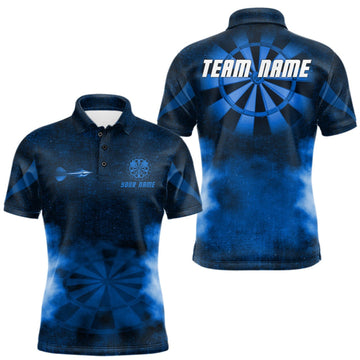 Maxcorners Blue Smokes Darts Polo & Quarter-Zip Shirts For Men Custom Dart Team Tournament Jersey LM0609