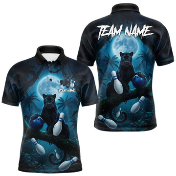 Maxcorners Mens Horror Panther Funny Bowling Shirts Custom Blue Moon Bowling Team Jerseys, Bowling Gifts