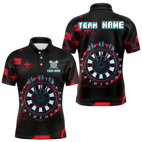 Maxcorners Custom Black Purple Flames Wolf Dartboard Dart Men Polo Shirt Outfits Dart Jerseys LM1610