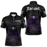 Maxcorners Black Smokes Eagle Chain Purple Grunge Dartboard Custom Men Darts Polo Shirt Dart Jerseys TU1011
