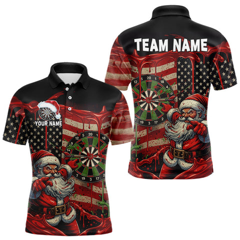 Maxcorners Custom Santa Dripping Dartboard Christmas Men Darts Polo Shirt US Flag Xmas Dart Jerseys TU1011