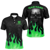 Maxcorners Flaming Dartboard Grey Skull Darts Shirt For Men - Custom Name & Team Jersey | Green MT0708
