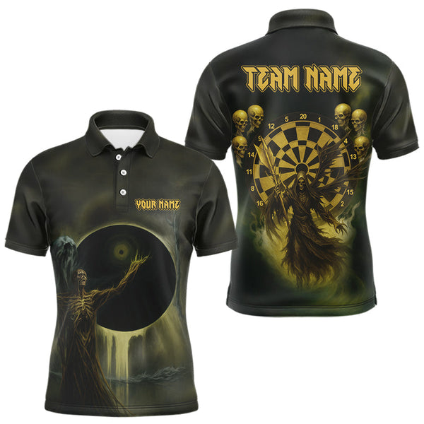 Maxcorners Custom Brown Skeleton Dartboard Darts Polo Shirt For Men - Darts Jersey MT1007