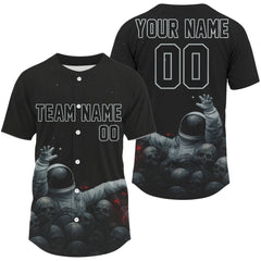 Maxcorners Custom Grey Skull Astronaut Baseball Shirt For Men Youth Authentic Baseball Jersey LM1109