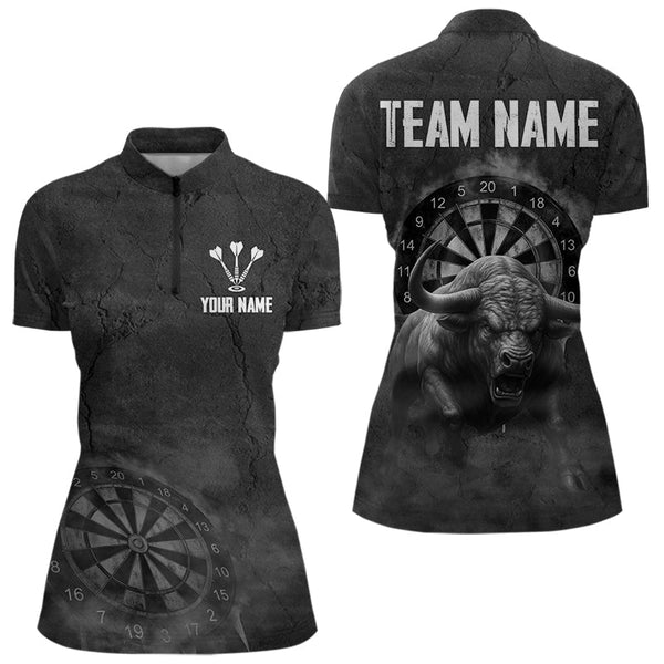 Maxcorners Custom Men's Darts Shirt With Shadow Bison & Cracked Stone Texture, Darts Jersey