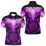 Maxcorners Electric Purple Skulls & Dartboard Darts Shirt For Men - Custom Dart Player Jersey MT2306