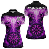 Maxcorners Electric Purple Skulls & Dartboard Darts Shirt For Men - Custom Dart Player Jersey MT2306