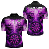 Maxcorners Electric Purple Skulls & Dartboard Darts Shirt For Men - Custom Dart Player Jersey MT2306