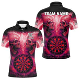 Maxcorners Electric Red Skulls & Dartboard Darts Shirt For Men - Custom Dart Player Jersey MT2306