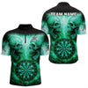 Maxcorners Electric Green Skulls & Dartboard Men's Darts Shirt - Custom Name For Players MT2306