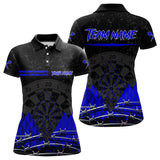 Maxcorners Barbed Wire & Grunge Dartboard Blue Darts Shirt For Men - Custom Name For Players MT2306