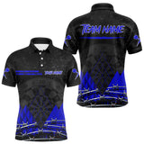 Maxcorners Barbed Wire & Grunge Dartboard Blue Darts Shirt For Men - Custom Name For Players MT2306