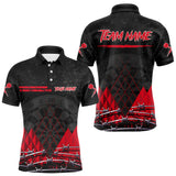 Maxcorners Barbed Wire & Grunge Dartboard Red Darts Shirt For Men - Custom Name For Players MT2306