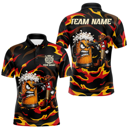 Maxcorners Angry Beer & Cowboy Dart Arrow Funny Dart Shirt For Men Custom Grunge Dart Team Uniforms LM1406