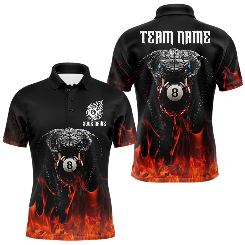 Maxcorners Cobra Snake 8 Ball Billiard Shirt For Men Custom Pool Team Jersey Red Flaming Billiard Shirt