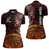 Maxcorners Dripping Skull Flaming Dartboard Men's Red Darts Shirt - Custom Name For Players MT2306
